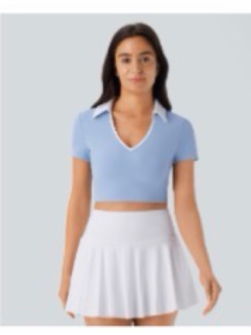 Softlyzero™ QuickDry Color Block Collared Cropped Tennis Sports Top